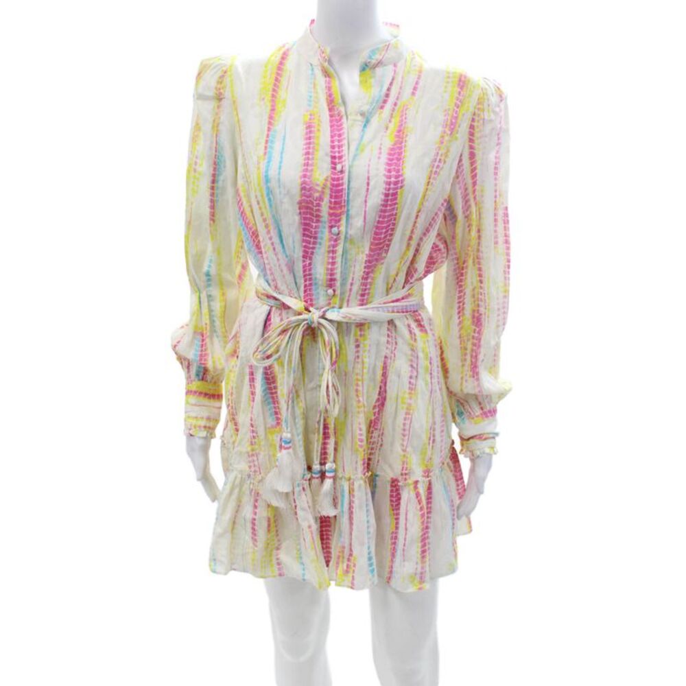 Hemant & Nandita Womens White Cotton Shirt Dress Long Sleeve Size M